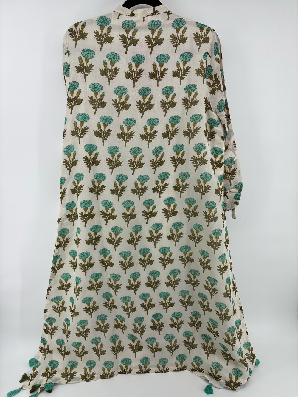 Women’s Floral Print Tunic Dress in Teal and Olive - Picture 11 of 15